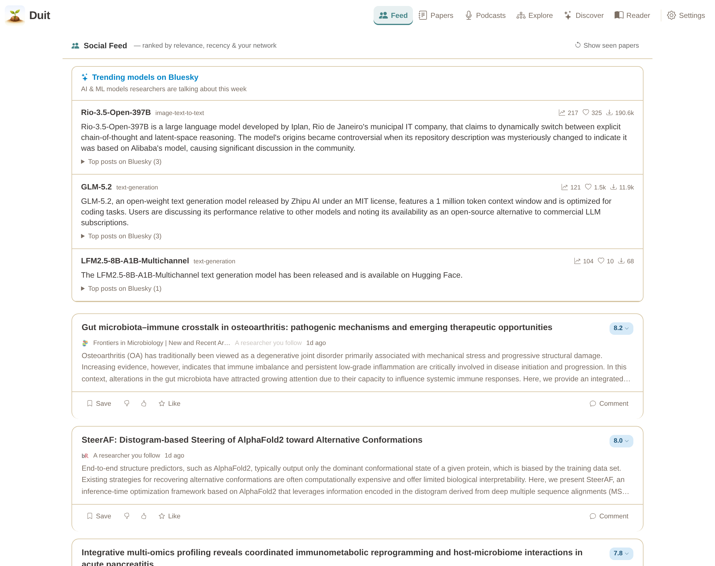 Social feed view